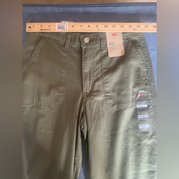 Womens Levi’s Olive Green Utility Straight Lose Fit Cargo Grunge Skater Pants 27 - Picture 6 of 7